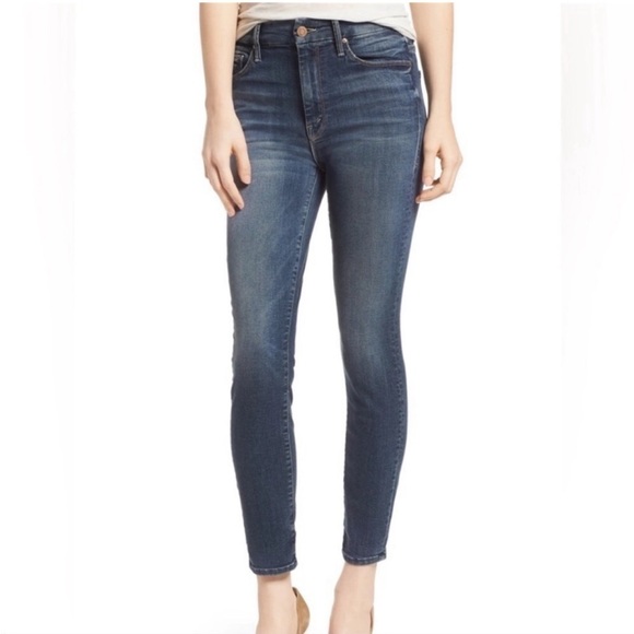MOTHER High Waisted Looker Crop Skinny Bake Sale Brawl Blue Denim size 25 - Picture 1 of 3